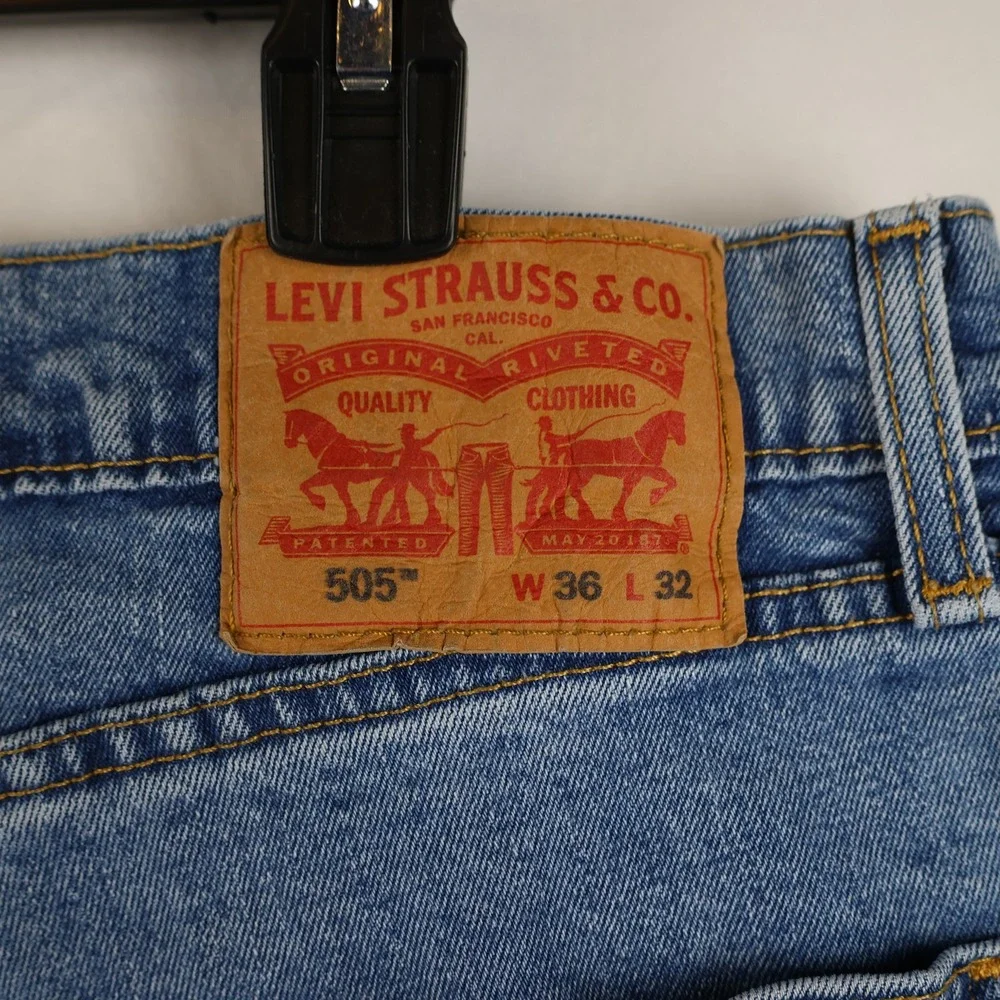 Levis 505 Jeans Mens 36x32 Blue Denim Baggy‎ Fit Straight Leg Medium Wash Pants